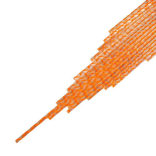 Twisted Cane Clear with Orange Opalescent Single Twist Cane COE96