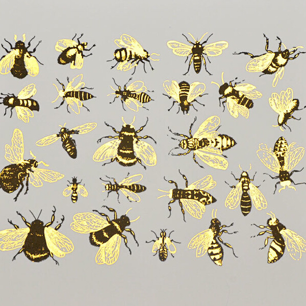 Gold and Black Bee Decals Sheet