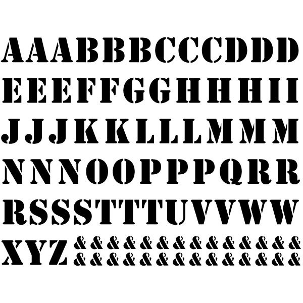 Stencil Alphabet Decal Sheet