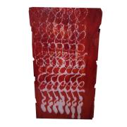 Bullseye Glass Special Production Red Opalescent with White Stripes and Squiggles, 3mm COE90