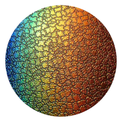 CBS Dichroic Coating Rainbow 1 on Wissmach Thin Black Figure C Textured Glass COE90