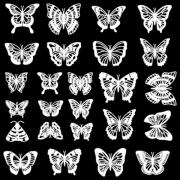 Butterfly Butterflies 15 Pcs 1 Black Fused Glass Decals
