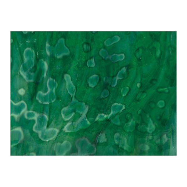 Bullseye Glass Medium Leaf, Emerald Green, Mottle Mix, Single-rolled, 3mm, Non-Fusible