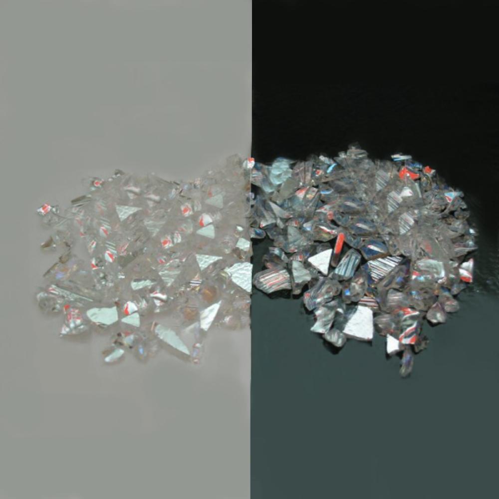 Cbs Red Silver Dichroic Frit 1oz On Clear Glass Coe96